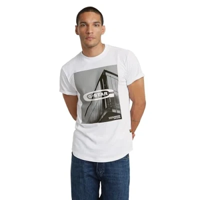 Abbildung von G Star Oldskool LOGO LASH Tshirt print, Herren, Größe: Small, White