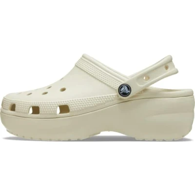 Abbildung von Crocs Classic Platform Pantolette hoch, Damen, Größe: 33/34, Bone Kunststoff