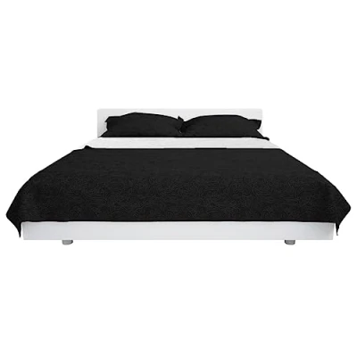 Abbildung von vidaXL Zweiseitige Tagesdecke Gesteppt Bettüberwurf Decke Überwurf Bettdecke Allzweckdecke Sofadecke Steppdecke 220x240cm Schwarz Weiß