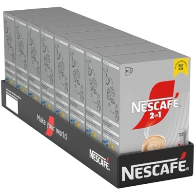 Abbildung von NESCAFÉ 2 in 1 Getränkepulver Sticks, löslicher Bohnenkaffee mit Creamer, Instant Kaffee aus erlesenen Kaffeebohnen, koffeinhaltig, 8er Pack (8 x 10 Sticks à 8g)