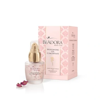 Abbildung von BODI BEAUTY BeAdora Bright Rose Feuchtigkeitsspendendes Gel Konzentrat für das Gesicht mit Rosenöl, weißer Trüffel, Hyaluronsäure, Preiselbeere, Rosenwasser Tagescreme &amp; Nachtcreme 30ml