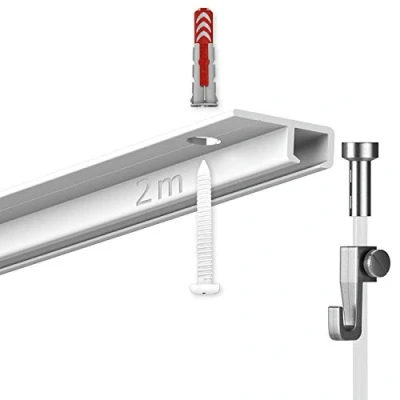 Abbildung von hang it 2 Meter Deckenschienen Galerieschienen Bilderschienen Komplett Set 1 x 2m