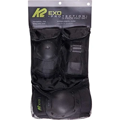 Abbildung von K2 Skates Unisex Erwachsene Schonerset Exo Adult Pad Set — black grey green S (Knee: A:34 38cm B:31 34cm / Elbow: A:22 25cm B:21 24cm Wrist: A:19 21cm B:16 18cm) 30E1230