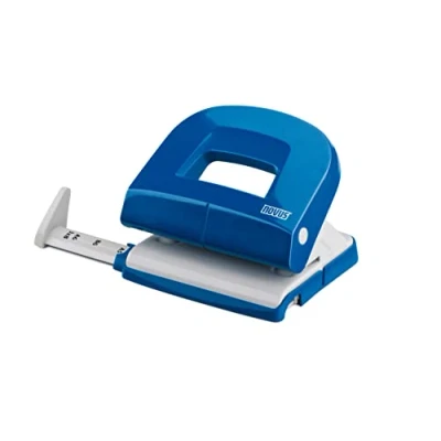 Abbildung von Novus E 216 Locher (16 Blatt Lochleistung, mit Anschlagschiene, für Büro und Schreibtisch) blau glänzend