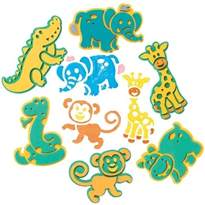 Abbildung von Baker Ross FE208 Dschungeltier Schaumstoffstempel, Bastelstempel, Stempelsets für Kinder, ideal Kunst und Bastelprojekte, Packung mit 10 Stück