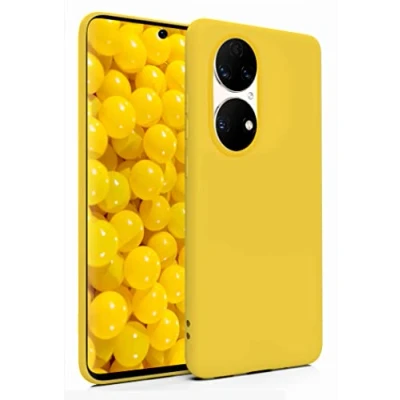 Abbildung von MyGadget Hülle für Huawei P50 Pro robuste Silikon Schutzhülle TPU Case Slim Silikonhülle Back Cover Ultra Kratzfest Handyhülle matt Gelb