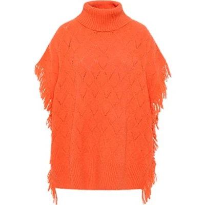 Abbildung von aleva Damen Strick Poncho 19025278 AL04, Orange, XS/S