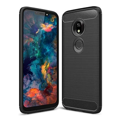 Abbildung von SCL Hülle Für Moto G7 Power Handyhülle Motorola Power, Carbon Faser Gebürstete Textur Design Schutzhülle mit Anti Kratzer und Stoß Absorbtion Technologie [Schwarz]
