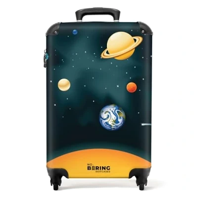 Abbildung von NoBoringSuitcases.com© Kinderkoffer Planeten Weltraum Erde Kinder 55x35x20cm, 4 Rollen, Handgepäck Koffer, Hartschalenkoffer Kinder, Jungen