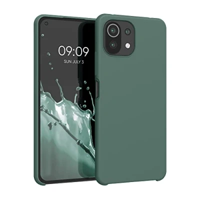 Abbildung von kwmobile Hülle kompatibel mit Xiaomi 11 Lite (5G) NE/Mi Silikon Handy Case Handyhülle weiche Oberfläche kabelloses Laden Blaugrün