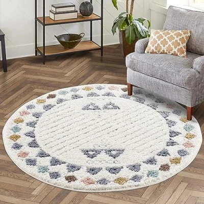 Abbildung von Carpet City Hochflor Teppich &quot;Focus 3034&quot;, rund, 20 mm Höhe, Boho mit Bordüre, besonders weich, 3D Effekt