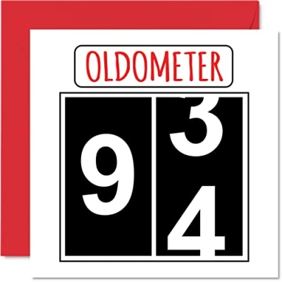 Abbildung von Lustige Karten zum 94. Geburtstag für Männer und Frauen Oldometer Glückwunschkarte Urgroßvater, Opa, Kindermädchen, Oma, Nan, Gran, Vater, Mutter, 145mm Grußkarten