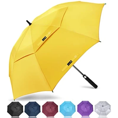 Abbildung von ZOMAKE Regenschirm Sturmfest Groß,XL Golf Umbrella Stockschirm mit Auf Zu Automatik für Herren Damen Travel Schirm Tragegurt(Gelb)