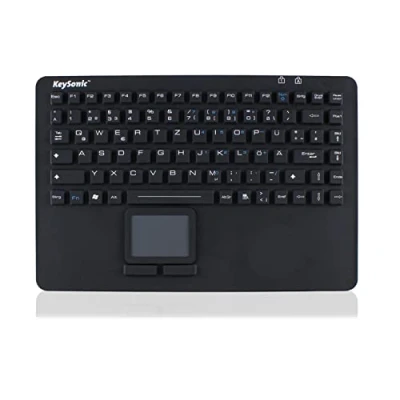 Abbildung von KeySonic KSK 5230 Iudustrietastatur Silikontastatur mit Touchpad deutsches Layout wasserdicht staubfest antimikrobisch IP68 NEMA 4X schwarz