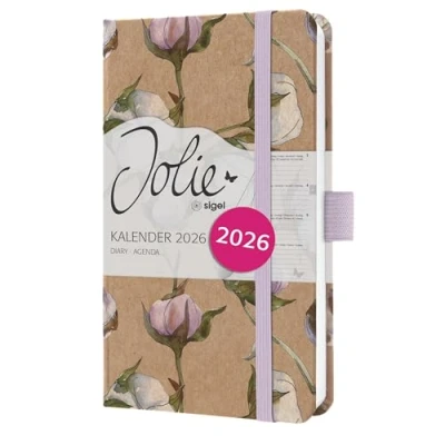 Abbildung von SIGEL J6804 Wochenkalender 2026 A6, Jolie Cotton Fields Hardcover aus Kraftpapier, Gummiband, Stiftschlaufe, 174 Seiten, vegan, Buchkalender, Terminplaner