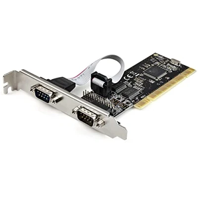 Abbildung von StarTech.com RS232 PCI Karte auf 2 Serielle Port DB9 Controller Schnittstellenkarte Expansion Erweiterungskarte für Desktops (PCI2S1P2)