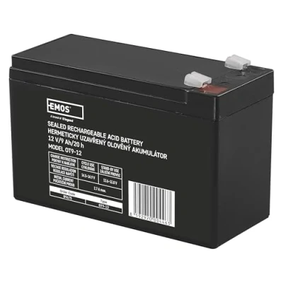 Abbildung von EMOS Wartungsfreier Bleiakku 12V 9Ah AGM Batterie Faston 6,3mm Anschluss Für USV Geräte 151x65x94 mm