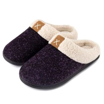 Abbildung von ULTRAIDAS Hausschuhe Damen, Slippers Women Pantoletten Warme Plüsch für Weiche Flache Pantoffeln Bequeme Rutschfeste Outdoor/Indoor,Purple EU 36/37