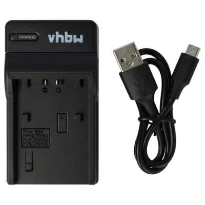 Abbildung von vhbw USB Akkuladegerät kompatibel mit Sony Handycam DCR HC37, HC37E, HC39, HC39E, HC3E, HC40, HC40E Digitalkamera, Camcorder