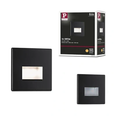 Abbildung von Paulmann 93094 LED Einbauleuchte Wandeinbauleuchte Edge Quadro Set 80x5mm 50lm 230V eckig incl. 1x1,2 Watt Outdoor Schwarz matt Kunststoff 2700 K