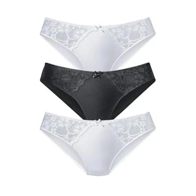Abbildung von petite fleur Slip (3 St) mit leicht transparenter Jacquardspitze an den Seiten