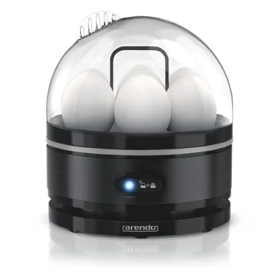 Abbildung von Arendo Sevencook Eierkocher 400 W Edelstahl Design 1 7 Eier Egg Cooker EIN/AUS Schalter 3 Härtegrade wählbar Warmhaltefunktion Signalton BPA frei schwarz