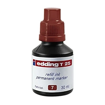 Abbildung von edding T 25 Nachfülltinte Permanent Marker braun 30 ml mit Tropfenspendersystem, zum schnellen Nachfüllen fast aller