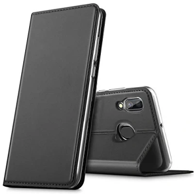 Abbildung von Verco Handyhülle für Galaxy A20e, Premium Handy Flip Cover Samsung A20e Hülle [integr. Magnet] Book Case PU Leder Tasche, Schwarz