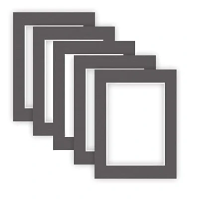 Abbildung von nielsen Conservation Passepartout Karton 1,5 mm 5er Set Außenformat 30x40 cm für Bildformat 20,5x29,5 (DIN A4) Graphitgrau (dunkelgrau) strukturierte Oberfläche