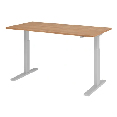 Abbildung von Hammerbacher Schreibtisch XMKA16 Nussbaum/Silber