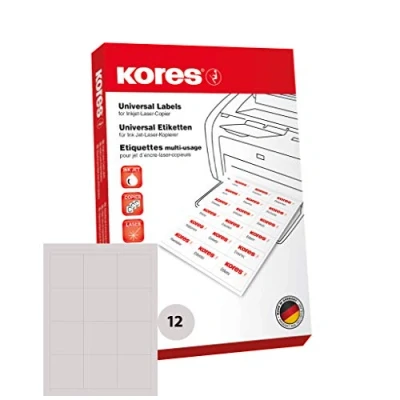 Abbildung von Kores Universelle selbstklebende rechteckige Etiketten, 100 Blatt weiß mit Etiketten 70 x mm