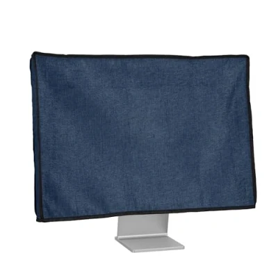 Abbildung von kwmobile Leinen Hülle kompatibel mit 31 32&quot; Monitor Schutzhülle Staubschutz Abdeckhaube für PC Bildschirm Computer Screen Cover Staubhaube Haube in Blaugrau