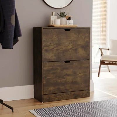 Abbildung von Vida Designs Schuhschrank, Dunkles Holz, 80H x 60W 24D