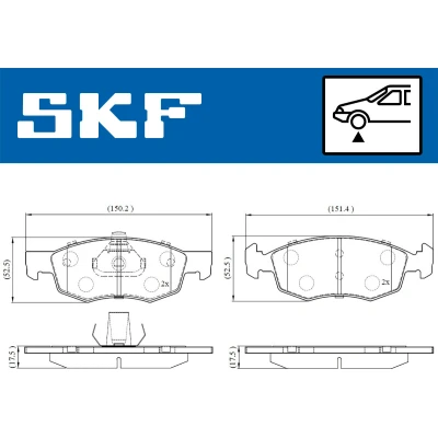 Abbildung von SKF VKBP 80618 Bremsbelagsatz nicht für Verschleißwarnanzeiger vorbereitet