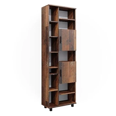 Abbildung von Vicco Hochschrank Ilias, Eiche rustikal, 60 x 190 cm mit Türen, und offenen Fächern
