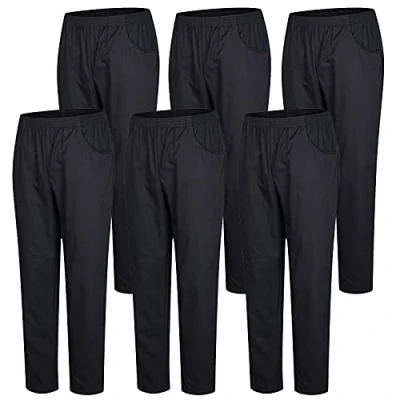 Abbildung von MISEMIYA Pack 6 Pcs Arbeitshosen Unisex ELASTISCHE Taille UNIFORM KLINIK Krankenhaus Reinigung TIERARZT Gesundheit GASTGEWERBE Large, Schwarz