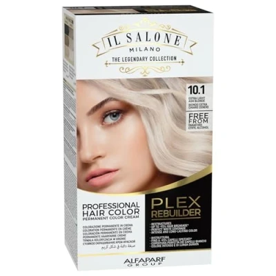 Abbildung von Alfaparf Milano Il Salone Plex Rebuilder Color Kit 10.1 Extra Hell Ashblond permanente Färbecreme