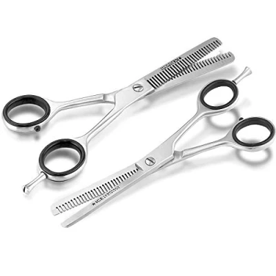 Abbildung von 2 teiliges Haarscheren Set mit Modellierschere 1 Seitig Effilierschere gezahnt