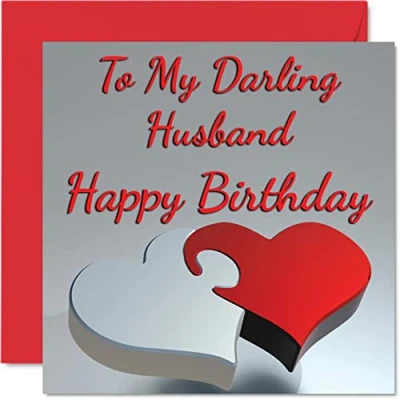 Abbildung von Niedliche Geburtstagskarten für Ehemann My Darling Husband romantische Geburtstagskarte von Ehefrau Partner, besonderer Ehemann, Geburtstagsgeschenk, 145 mm x große Grußkarten
