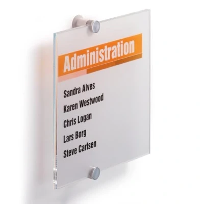 Abbildung von Durable Türschild Crystal Sign, 210 x mm, mit bedruckbarer Folieneinlage, transparent, 482419