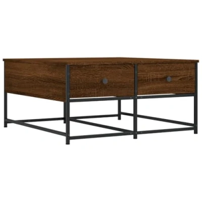 Abbildung von vidaXL Couchtisch, Beistelltisch mit viel Stauraum, Wohnzimmertisch Sofatisch Metallgestell, Tisch Kaffeetisch Teetisch, Braun Eichen Optik Holzwerkstoff