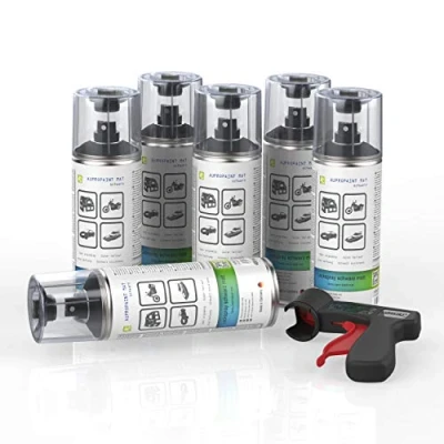 Abbildung von AUPROTEC Lackspray AUPROPAINT MAT schwarz matt Sprühlack Auto Lack Spray 6x 400ml + 1x Original Pistolengriff