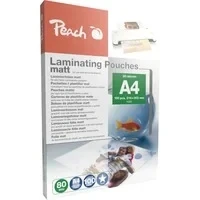 Abbildung von Peach Laminierfolien A4 80 mic 100 pouches matt beschreibbar Premiumqualität für beste Laminierergebnisse kompatibel mit Geräten aller Markenhersteller S PP580 22