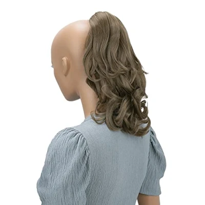 Abbildung von CAISHA 35cm Haarteil Helena Zopf Haarverlängerung mit Butterflyklammer Voluminös Gewellt Aschbraun H109