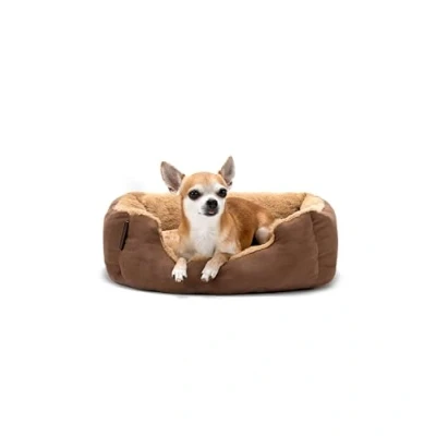 Abbildung von lionto Tierkissen Hundebett mit Wendekissen &amp; Veloursbezug, Wendekissen, beige/braun, 50 cm x 37