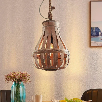 Abbildung von Lindby Haruno Hängeleuchte aus Rattan, 33 cm