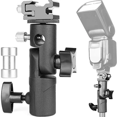 Abbildung von Kamera Blitz Halterung Standfuß Licht Adapter Schirmhalterung Speedlite Schuhhalter E Typ Für Canon Nikon Pentax Olympus Nissin Metz Blitzgeräte (1 Pack)