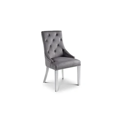 Abbildung von Julian Bowen Set of 2 Gladstone Lion Head Chairs Dining Chair, Metall, Grey Velvet, One Size