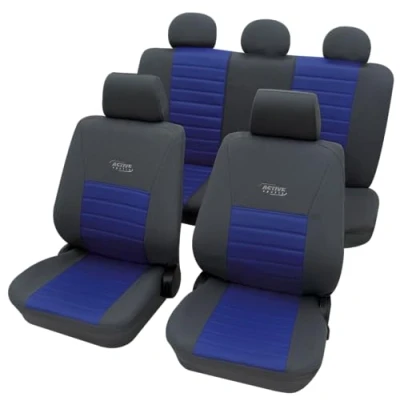 Abbildung von PETEX Auto Sitzbezüge Universal Komplett Set 11 teilig Active Sports blau, Eco Class mit SAB 1 Vario