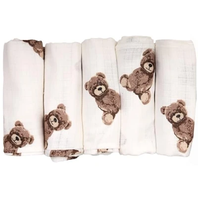 Abbildung von FENSILO Baby Mulltücher Spucktücher Mullwindeln 5er Pack 70x80 cm für und NeugeboreneMusselintücher Jungen MädchenSpucktücher aus BaumwolleAbwischen10018